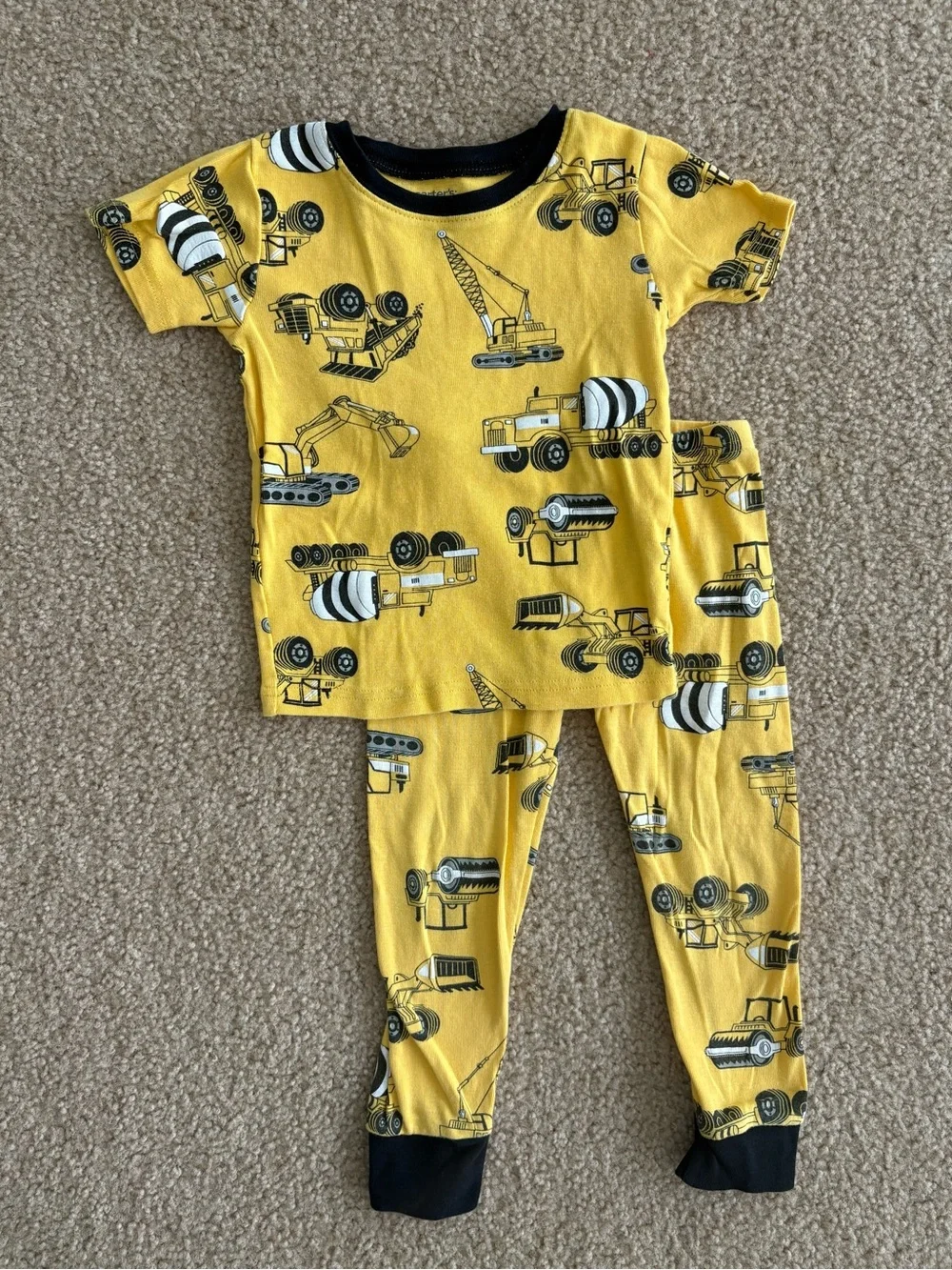 Carter's Yellow Construction & White Rocket Kids Pajama Sets
